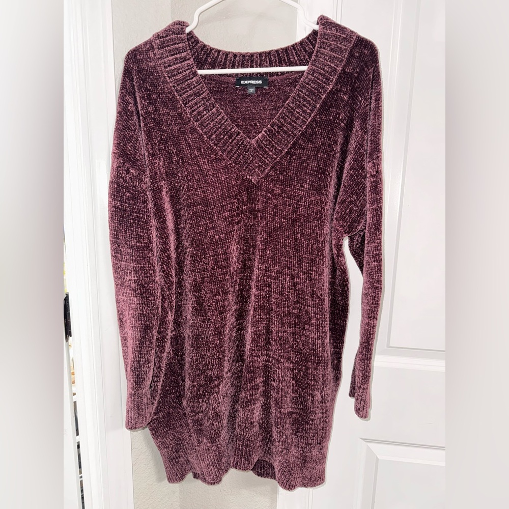 Express Chenille Sweater Dress • Plum • Size Small